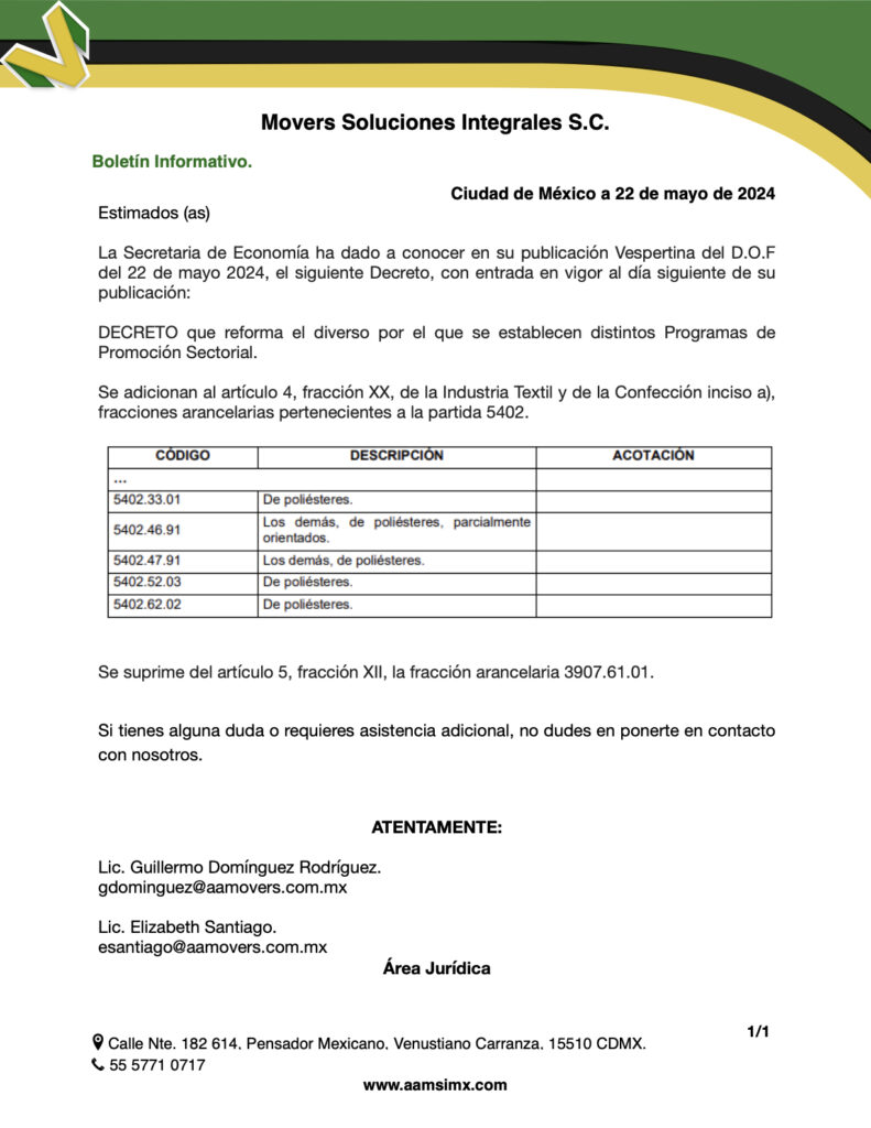 DECRETO que reforma el diverso por el que se establecen distintos Programas de Promoción Sectorial.