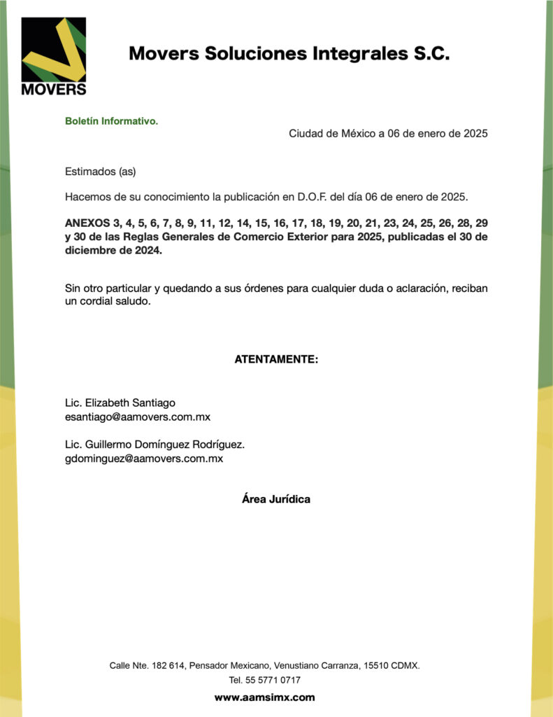 Publicación de anexos de las RGCE 2025.