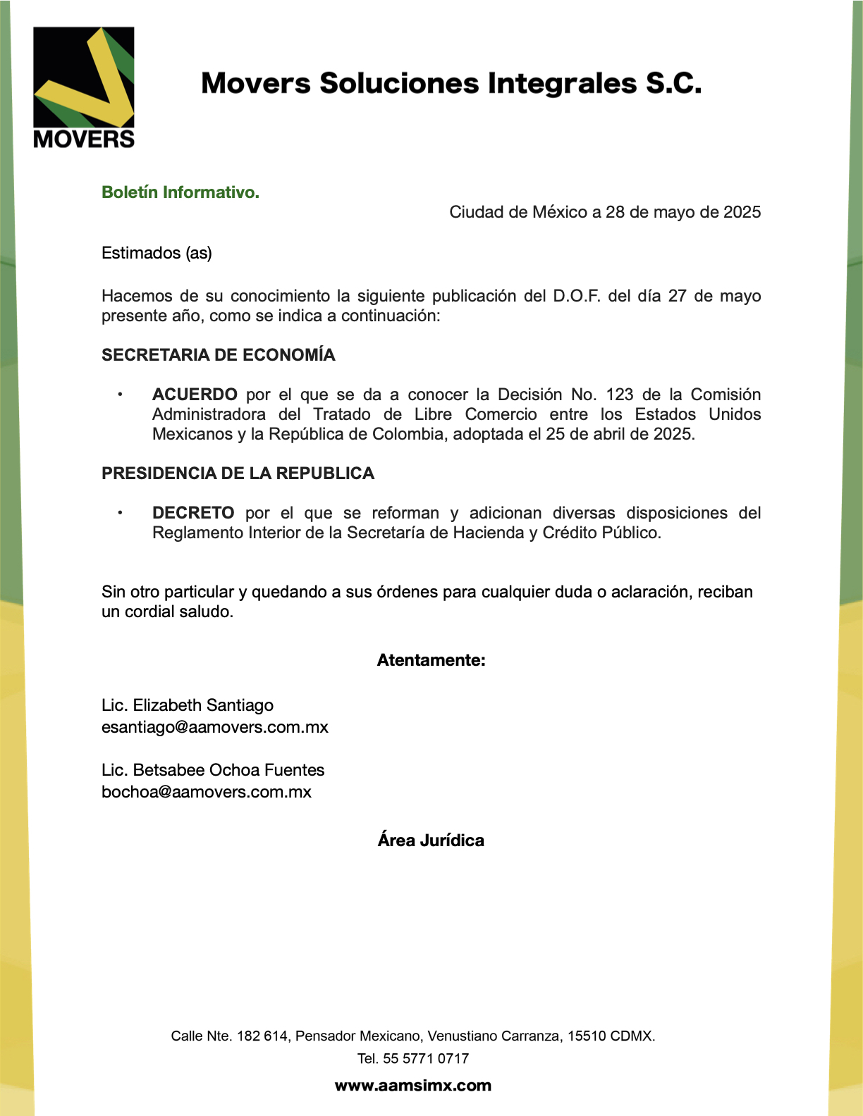 Decisión 123 TLC México-Colombia 2025