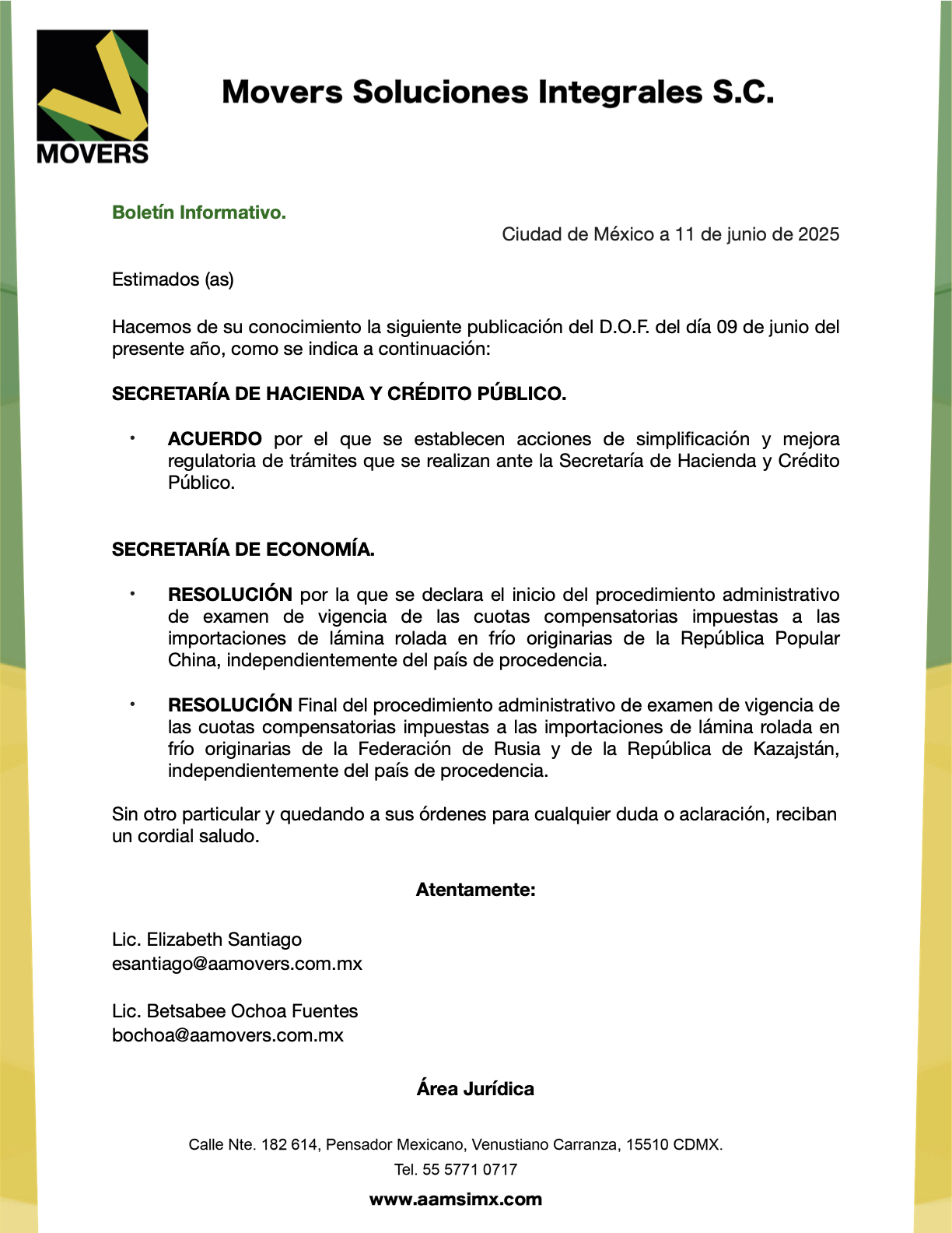 Simplificación SHCP + Cuotas a Lámina China/Rusia | DOF 09/06