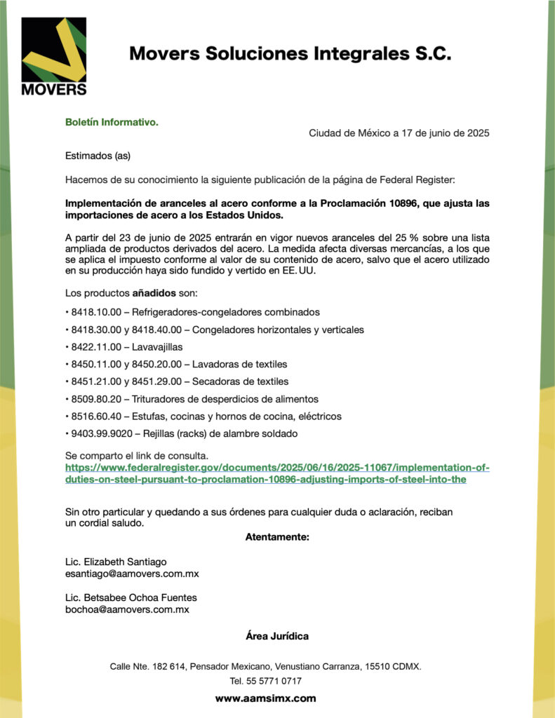 aranceles acero electrodomésticos EE.UU. 2025