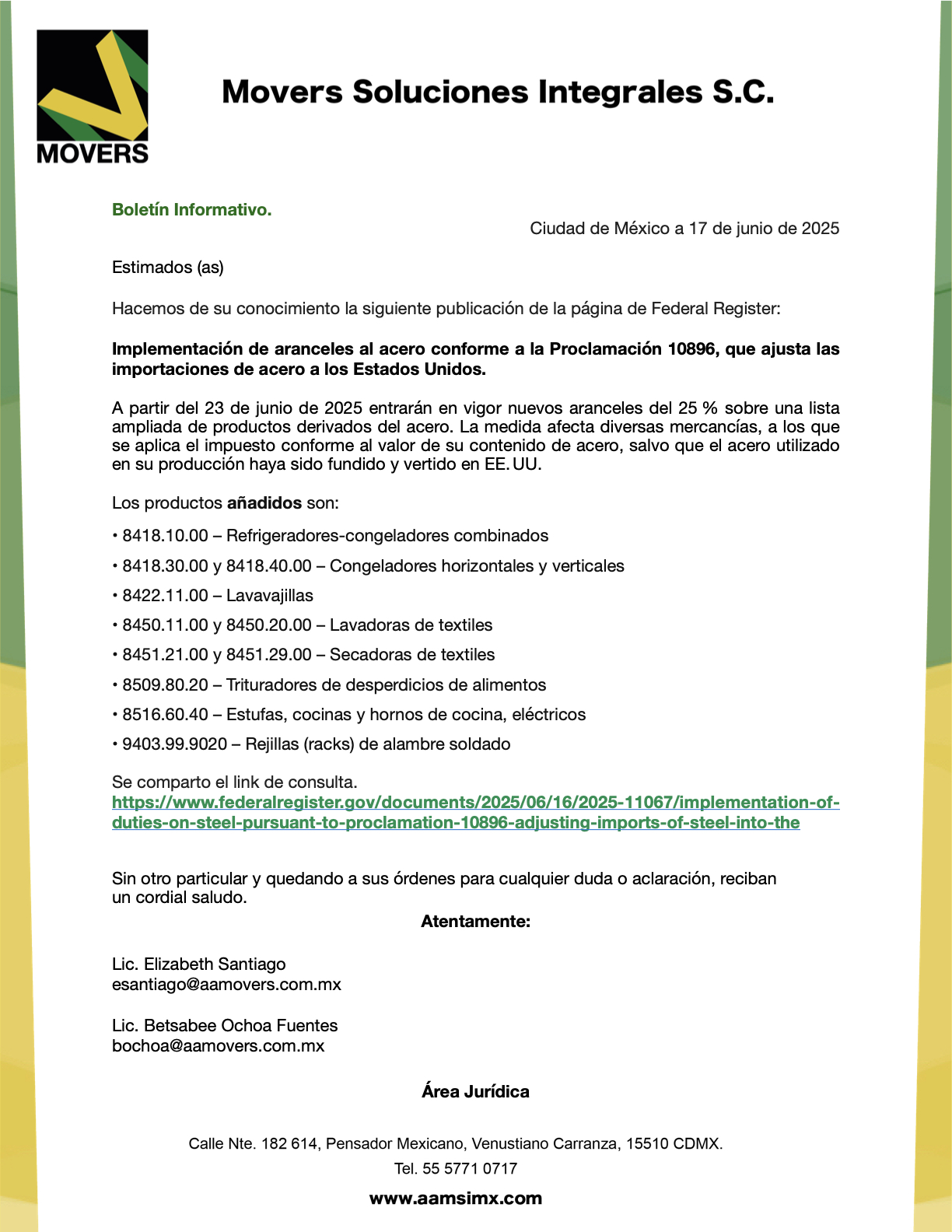 aranceles acero electrodomésticos EE.UU. 2025