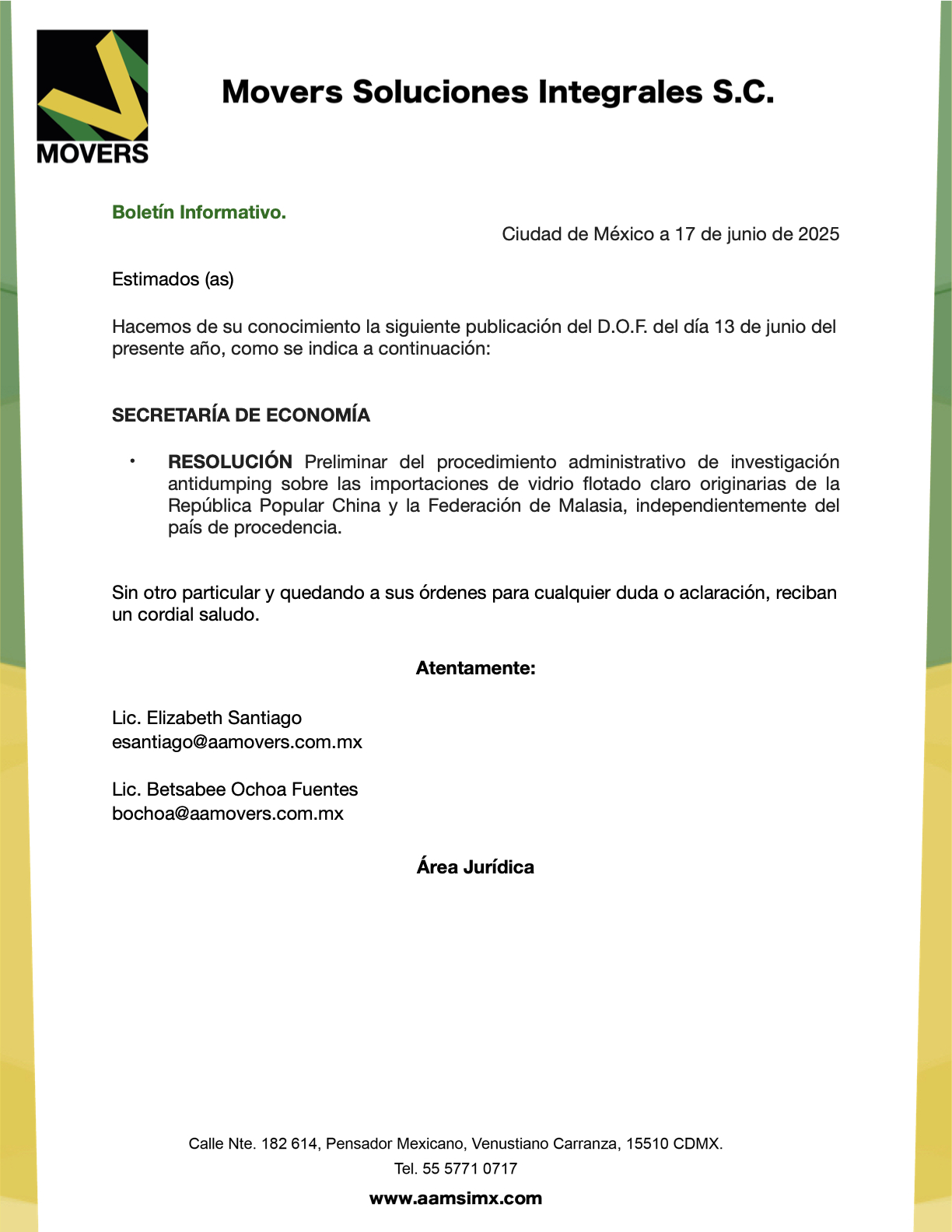Resolución Preliminar: Antidumping a Vidrio Flotado China/Malasia