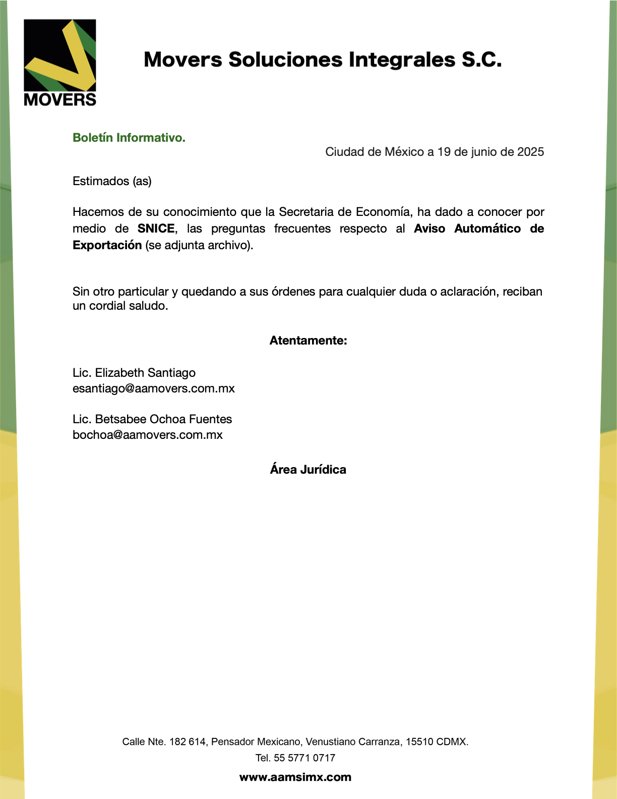 Guía Oficial para Avisos Automáticos de Exportación