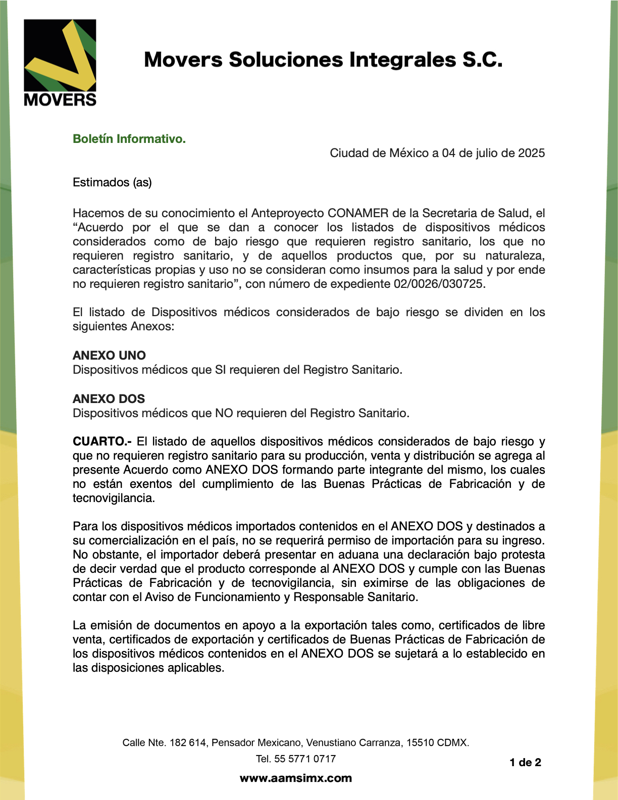 anteproyecto CONAMER registro sanitario dispositivos médicos