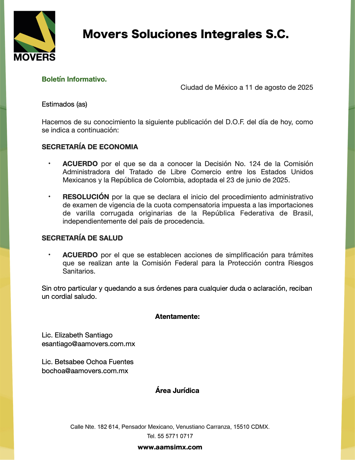 Decisión TLC México Colombia 2025