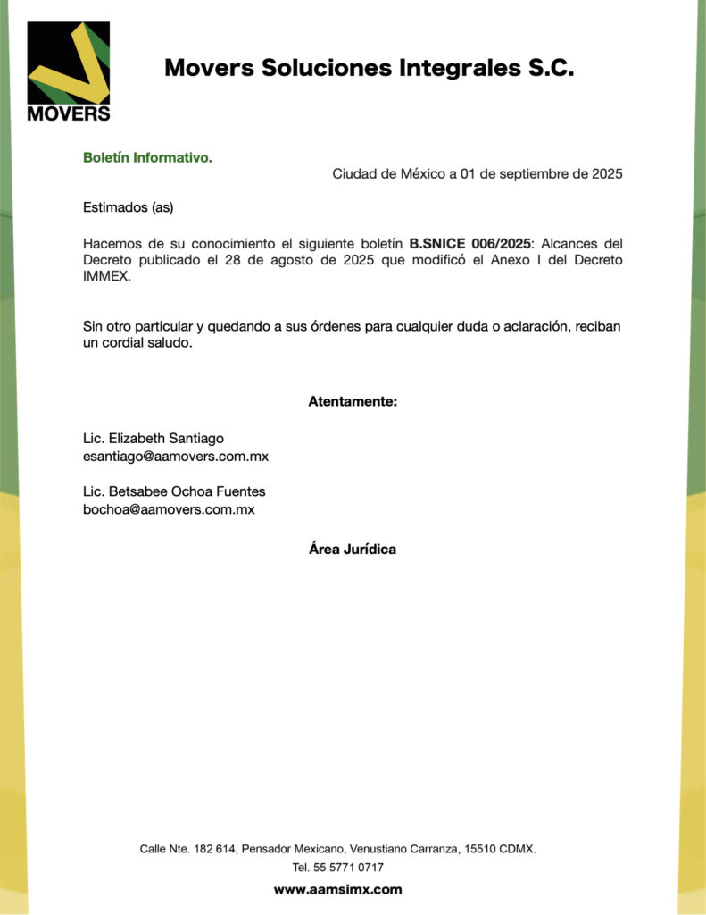 modificación decreto IMMEX calzado terminado anexo I