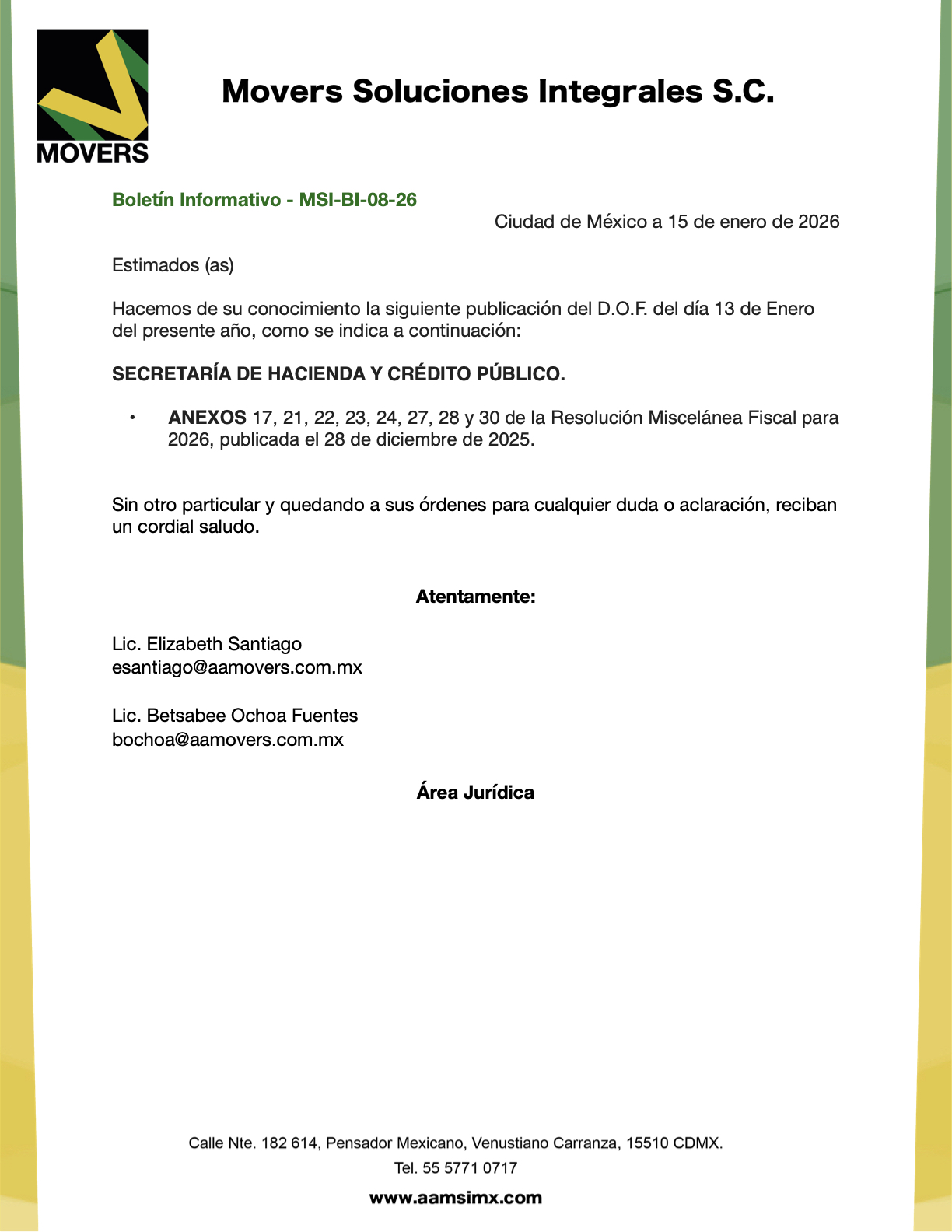 Anexos RMF 2026 DOF enero