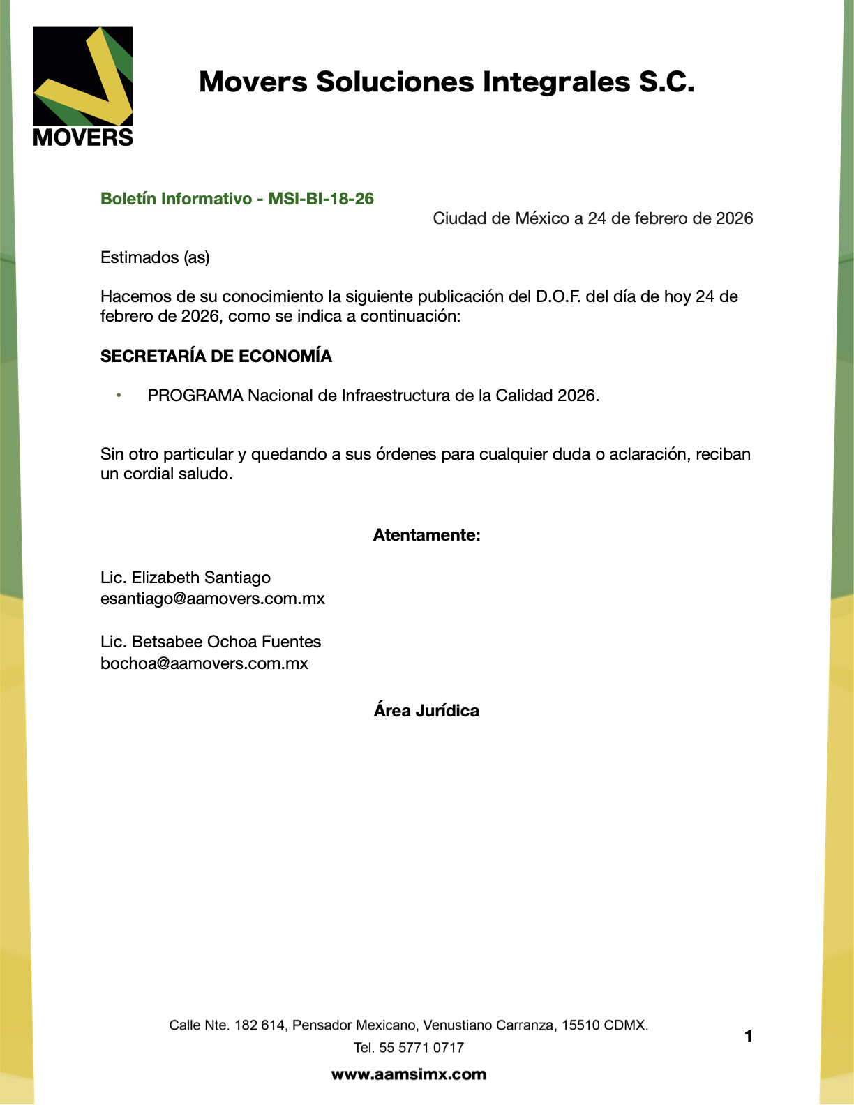 Programa Nacional de Infraestructura de la Calidad 2026