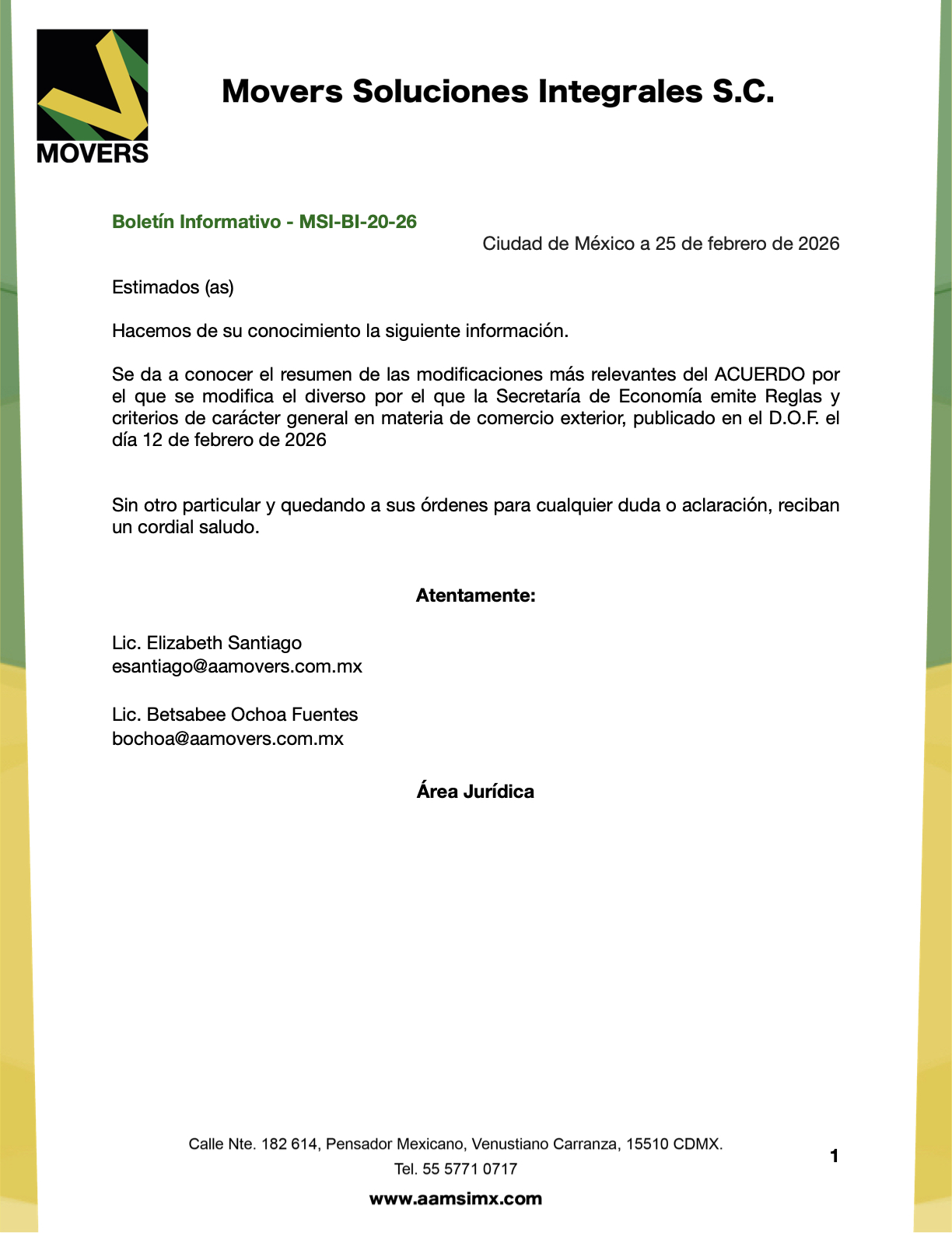 modificaciones reglas comercio exterior SE febrero 2026