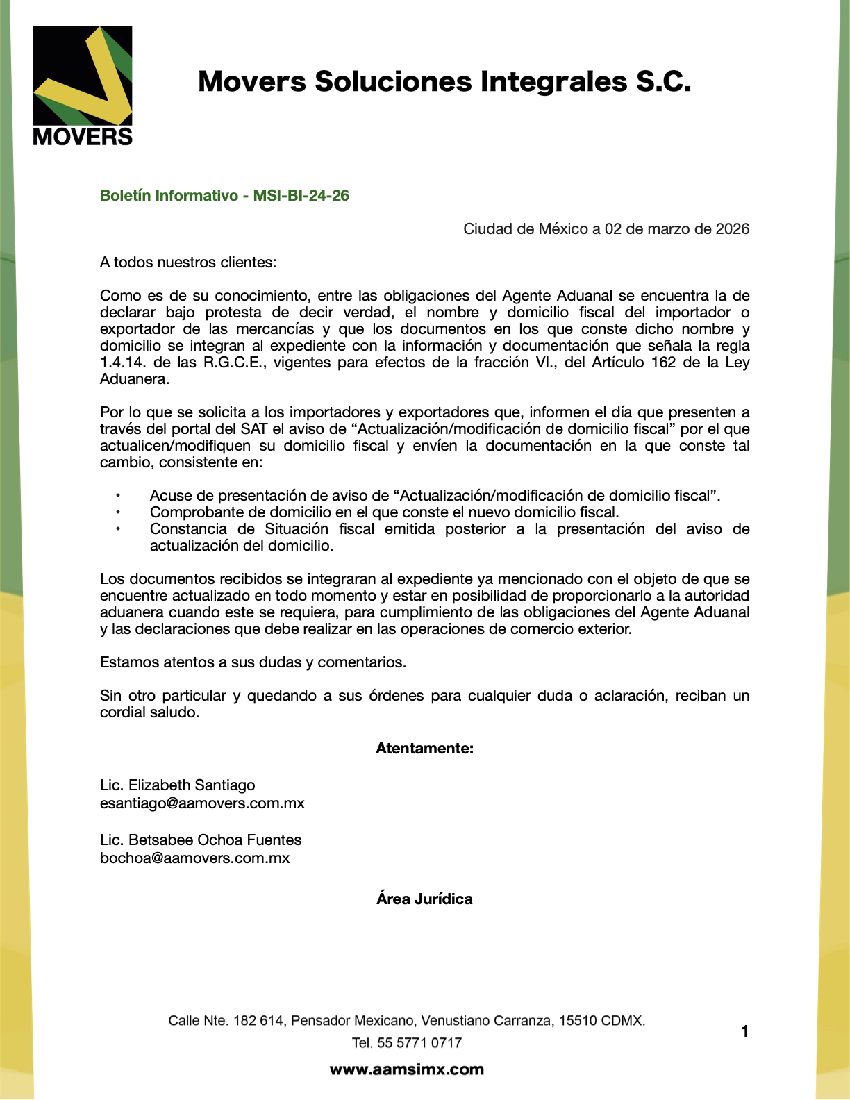 actualización domicilio fiscal importadores exportadores