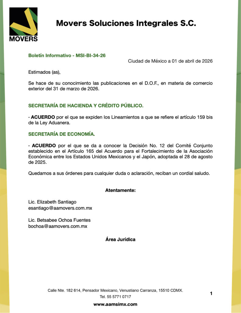 lineamientos artículo 159 bis Ley Aduanera 2026