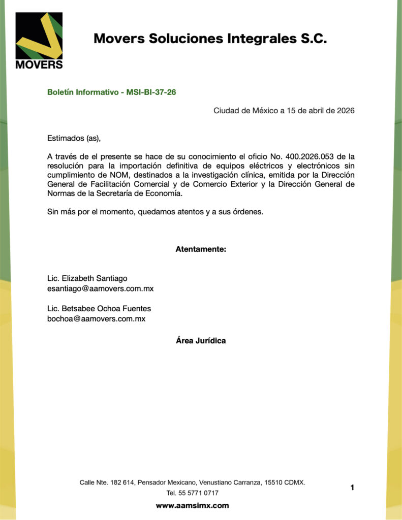 importación sin NOM equipos investigación clínica