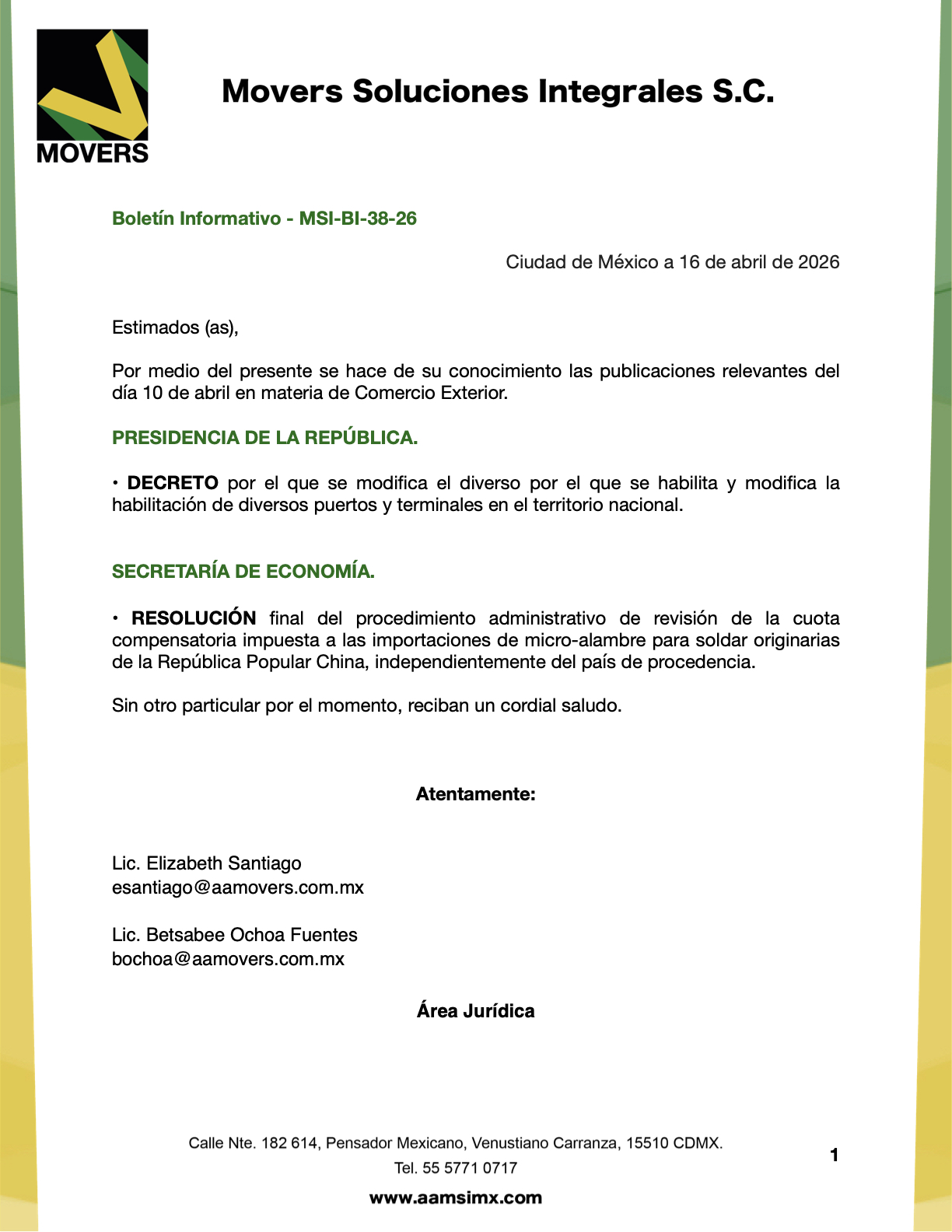 resolución final cuota compensatoria microalambre para soldar China 2026