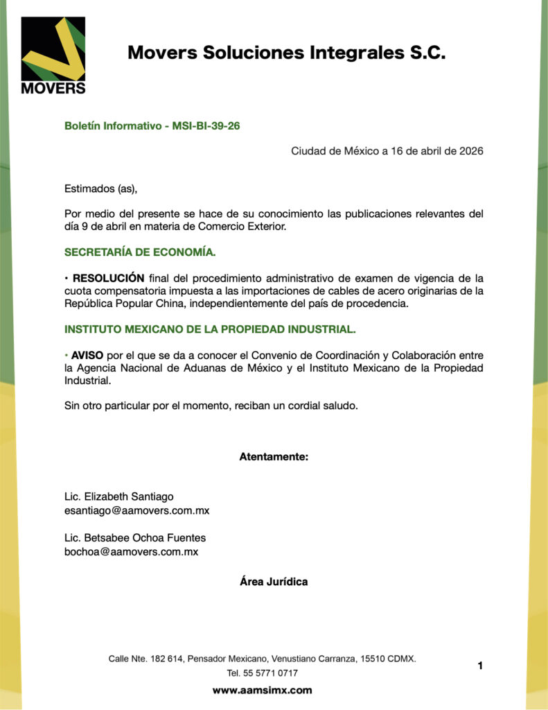 examen vigencia cuota cables acero China 2026