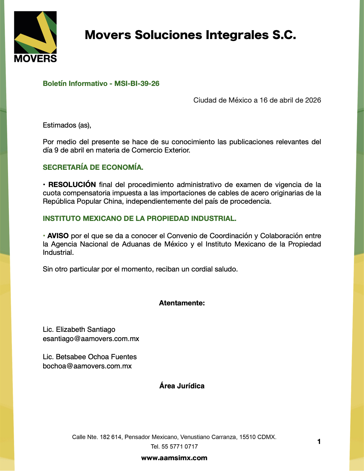 examen vigencia cuota cables acero China 2026