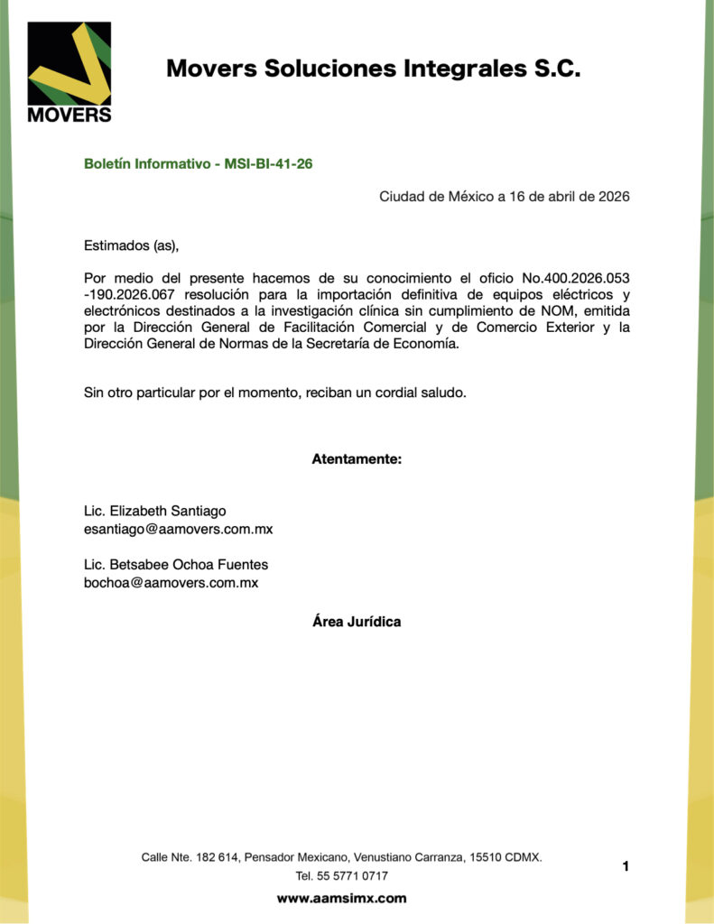 importación sin NOM equipos investigación clínica