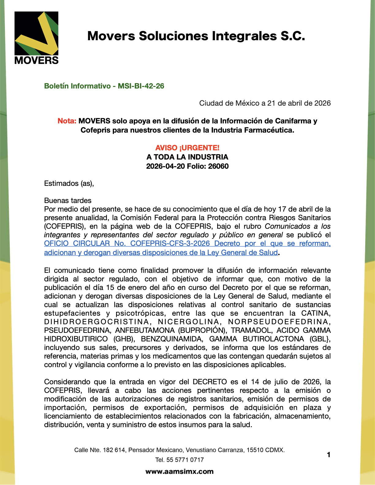 reforma Ley General de Salud sustancias controladas 2026