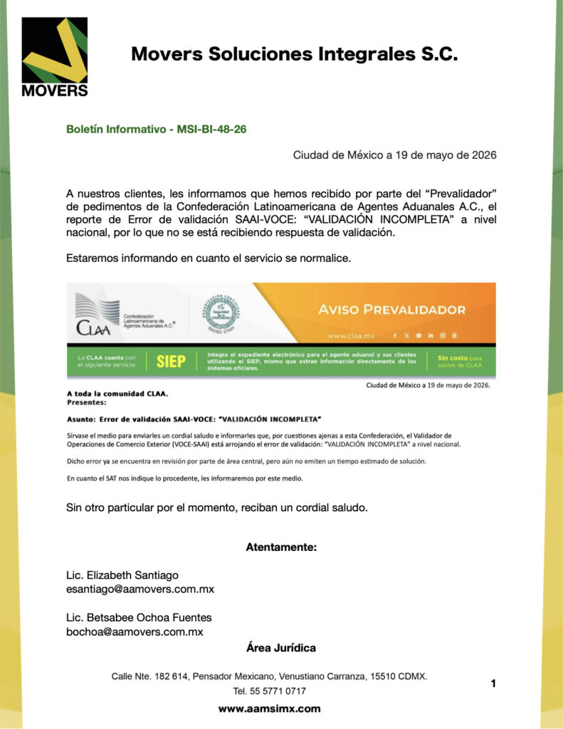 error SAAI-VOCE validación incompleta