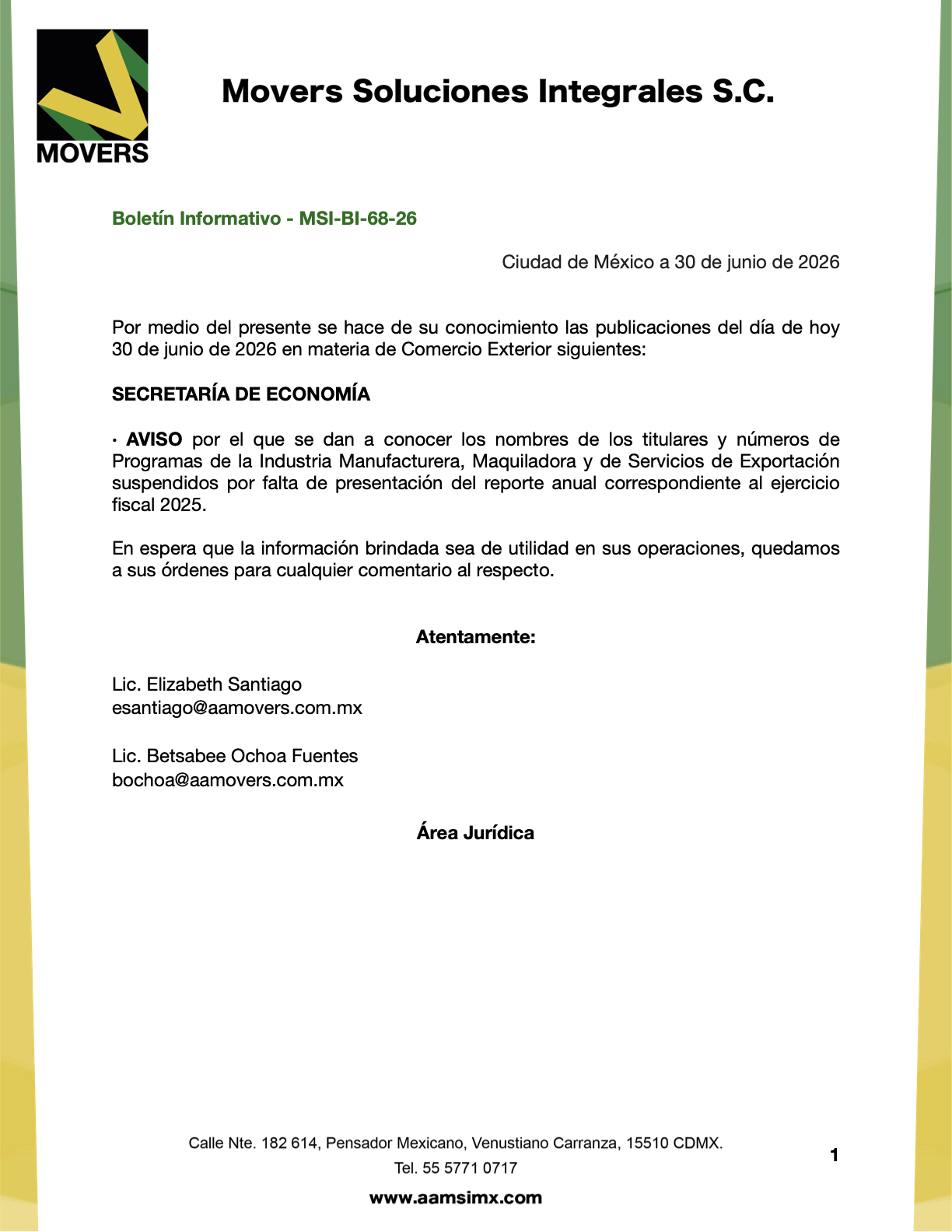 programas IMMEX suspendidos 2025