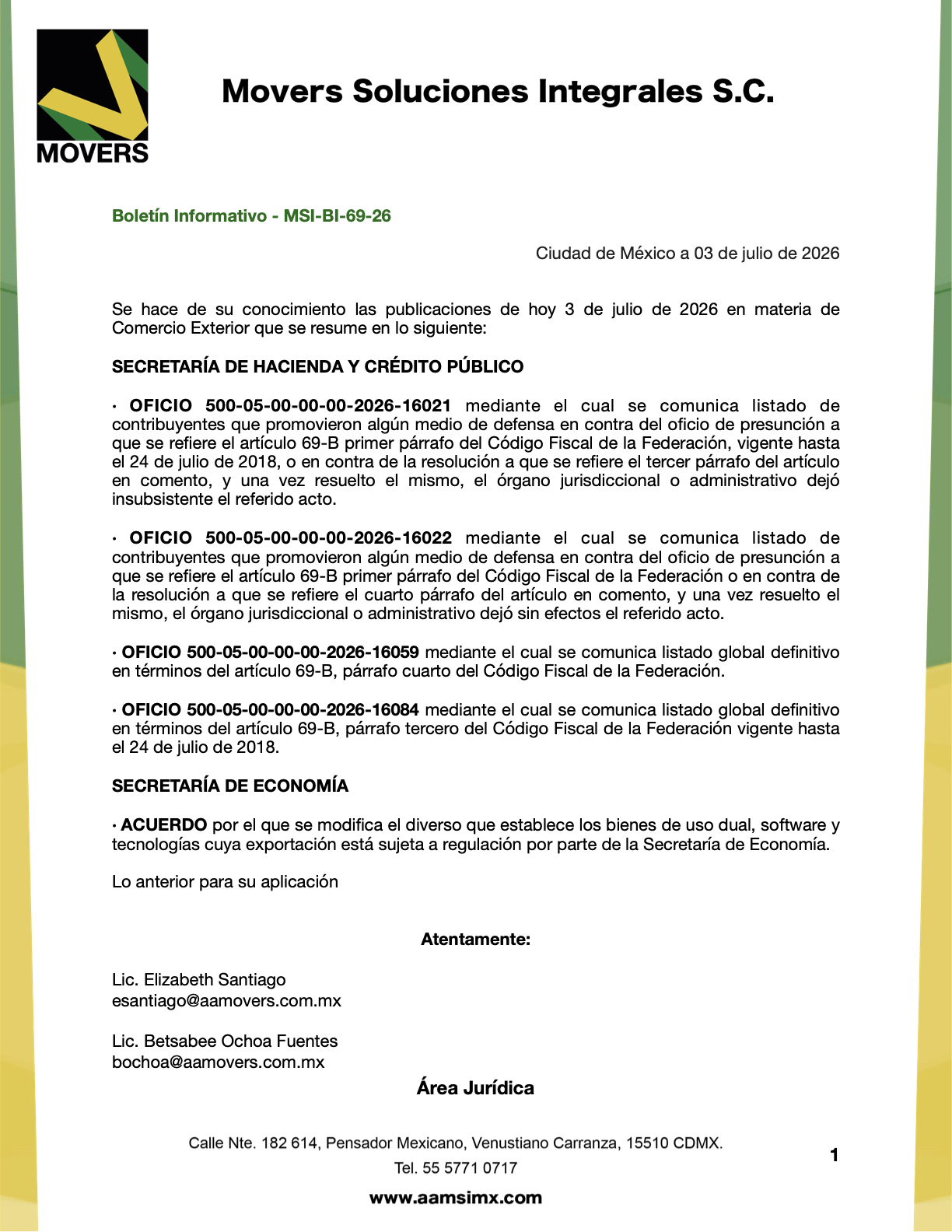 listados 69-B CFF julio 2026