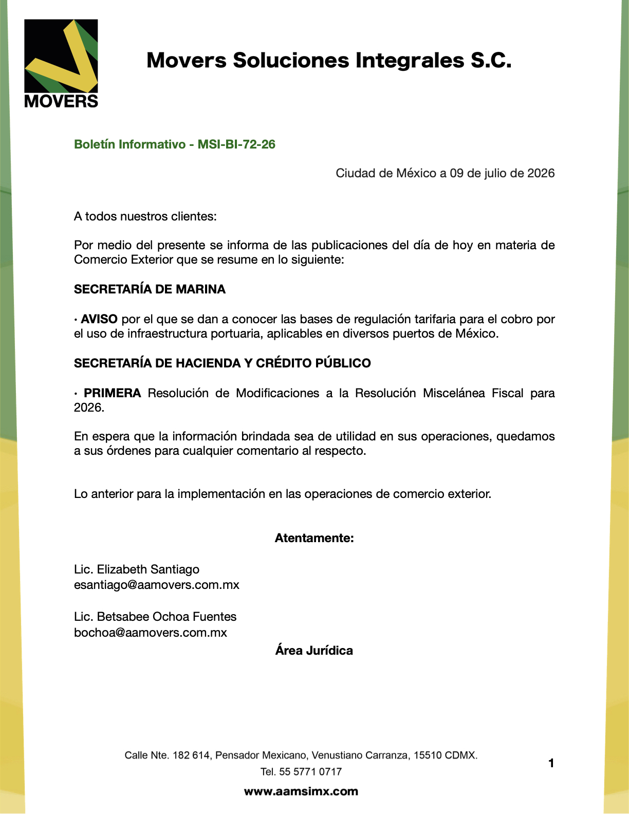 Primera Resolución Modificaciones RMF 2026