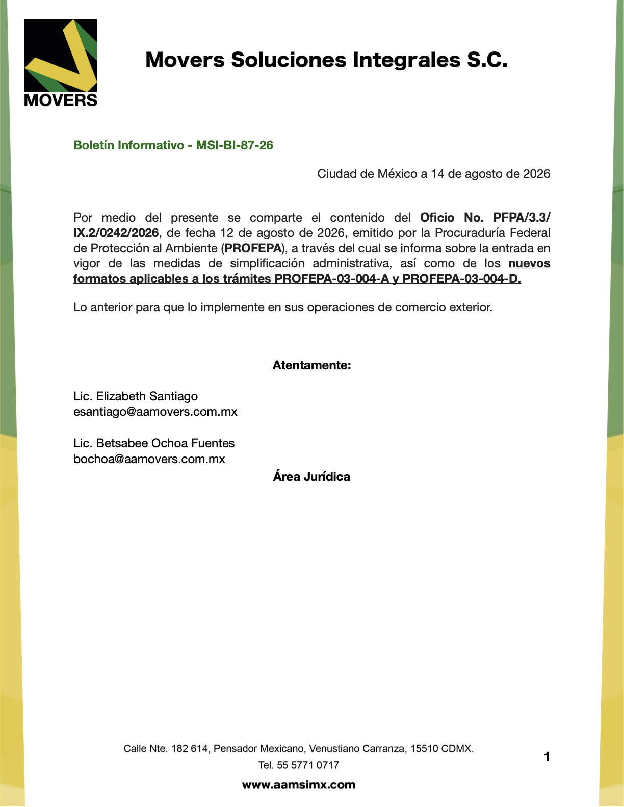 simplificación administrativa trámites PROFEPA 2026 formatos PROFEPA-03-004-A y D