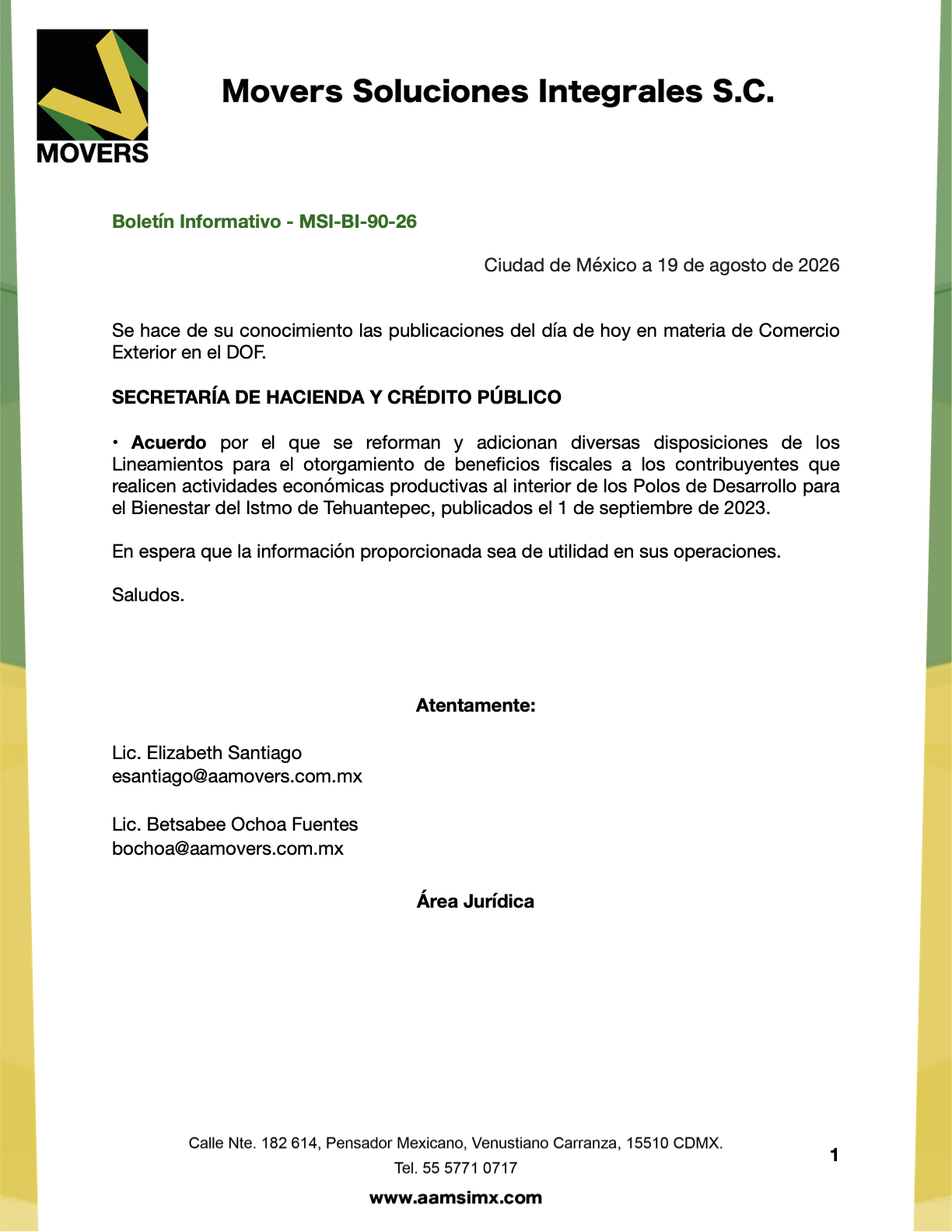 Beneficios fiscales Istmo Tehuantepec y estímulos campo agosto 2026