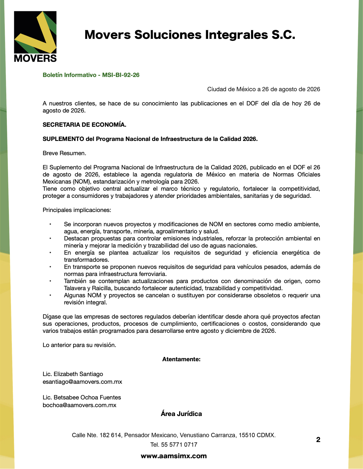 Suplemento PNIC 2026: NOM en sectores clave | SE