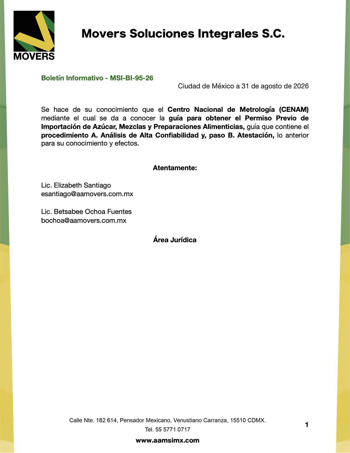 Guía CENAM permiso previo azúcar 2026 | SE