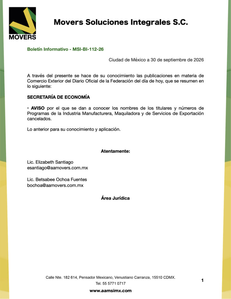 Cancelan Programas IMMEX 2026 | SE publica listado