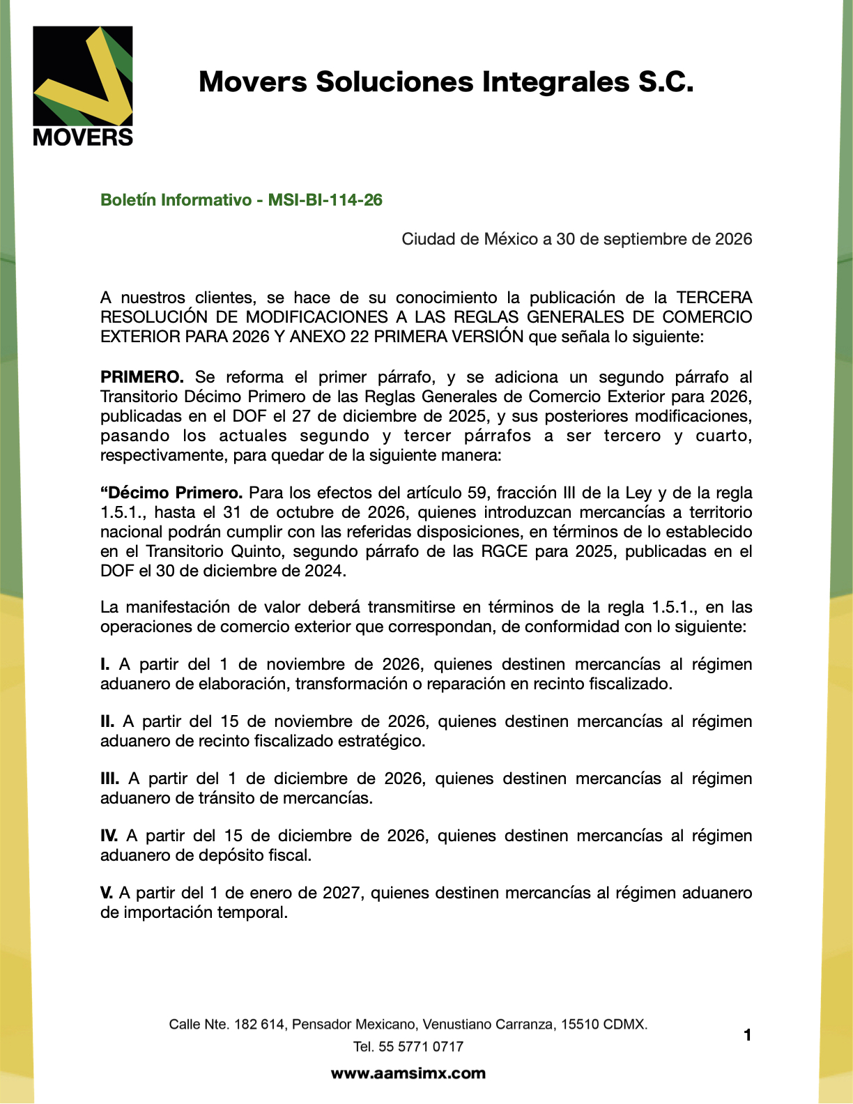 3a Resolución RGCE 2026: Manifestación de Valor