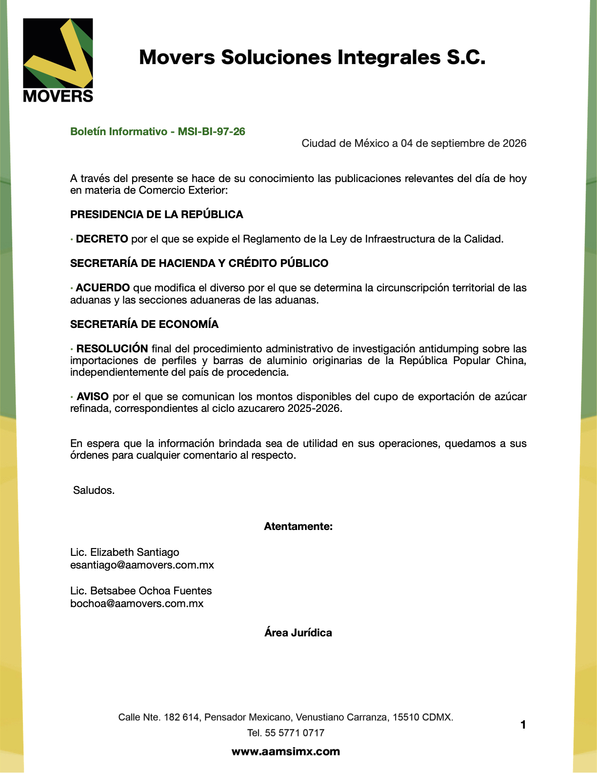 DOF 4 septiembre: Reglamento LIC, Aduanas y Antidumping