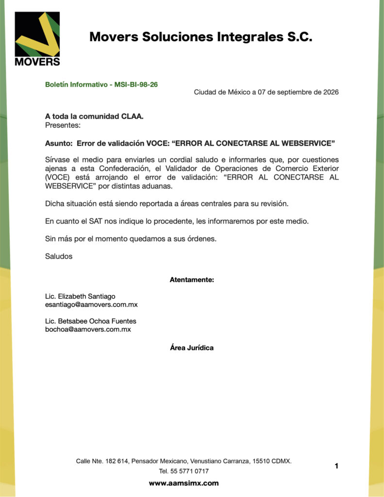Error VOCE septiembre 2026 | SAT reporta fallas