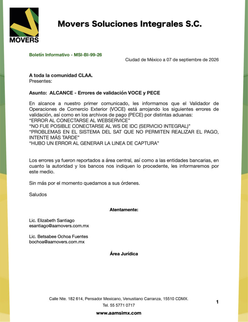 Errores VOCE y PECE septiembre 2026 | SAT y bancos