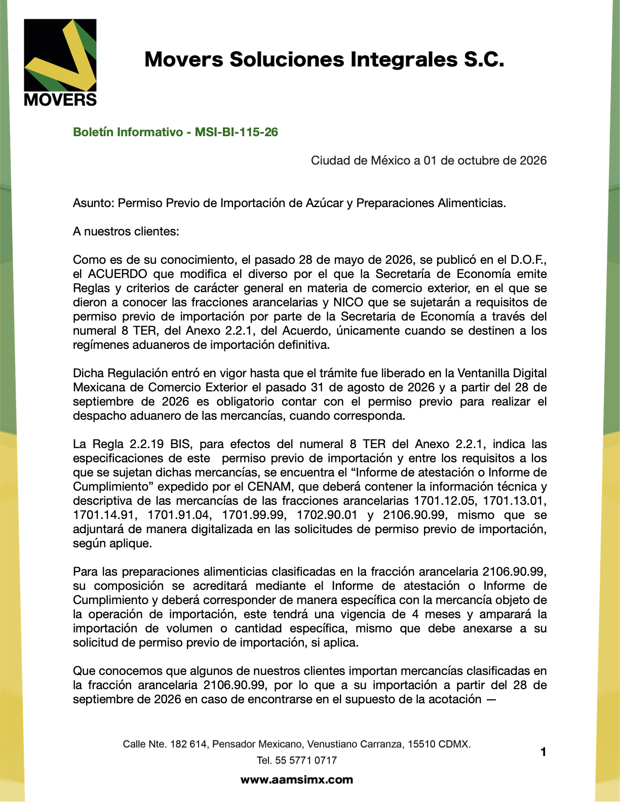 Permiso Previo de Importación de Azúcar 2026 | CENAM