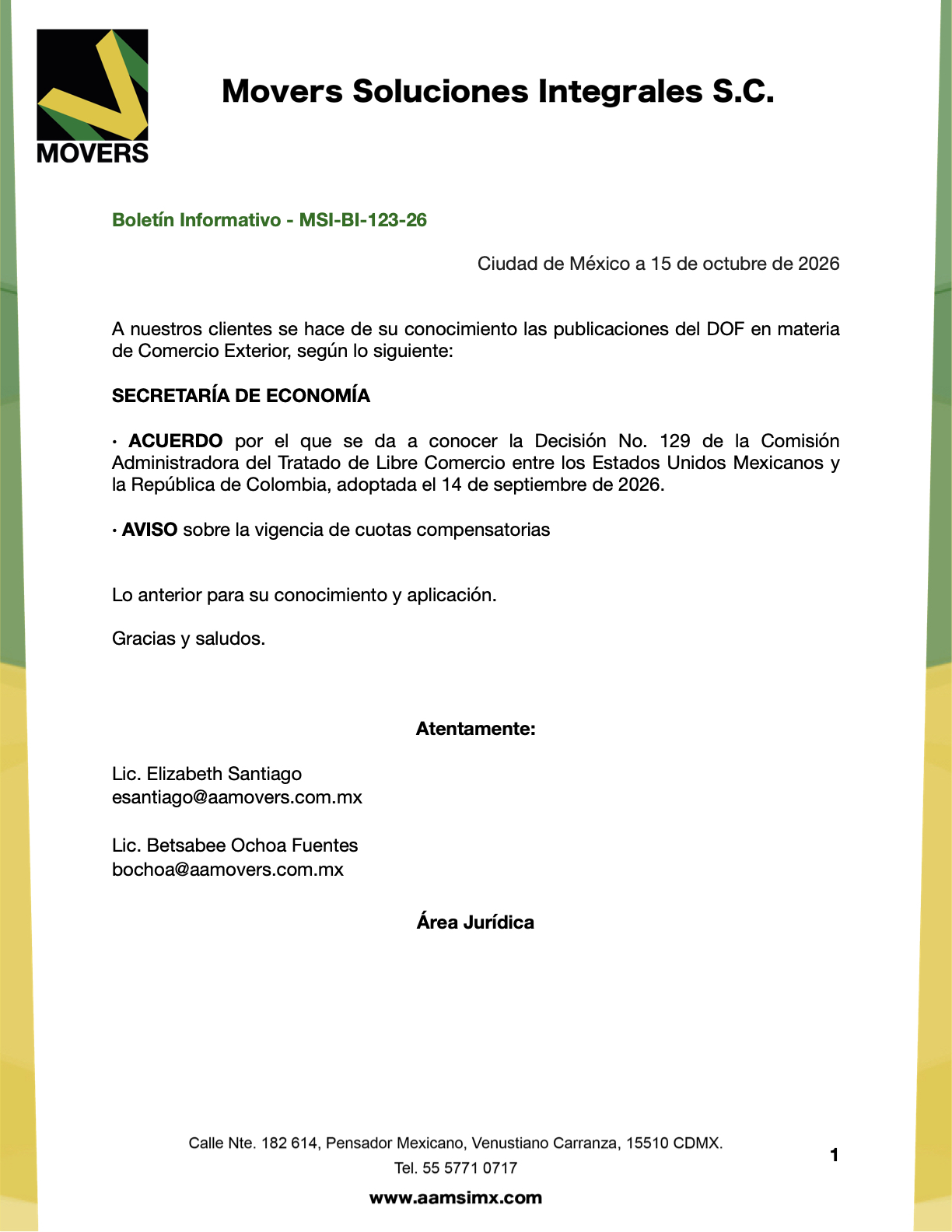 publicaciones DOF comercio exterior octubre 2026